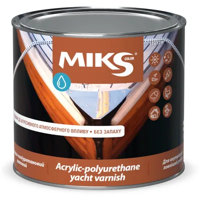 Лодочный лак акрил-полиуретановый MIKS Color глянцевый 0,75л