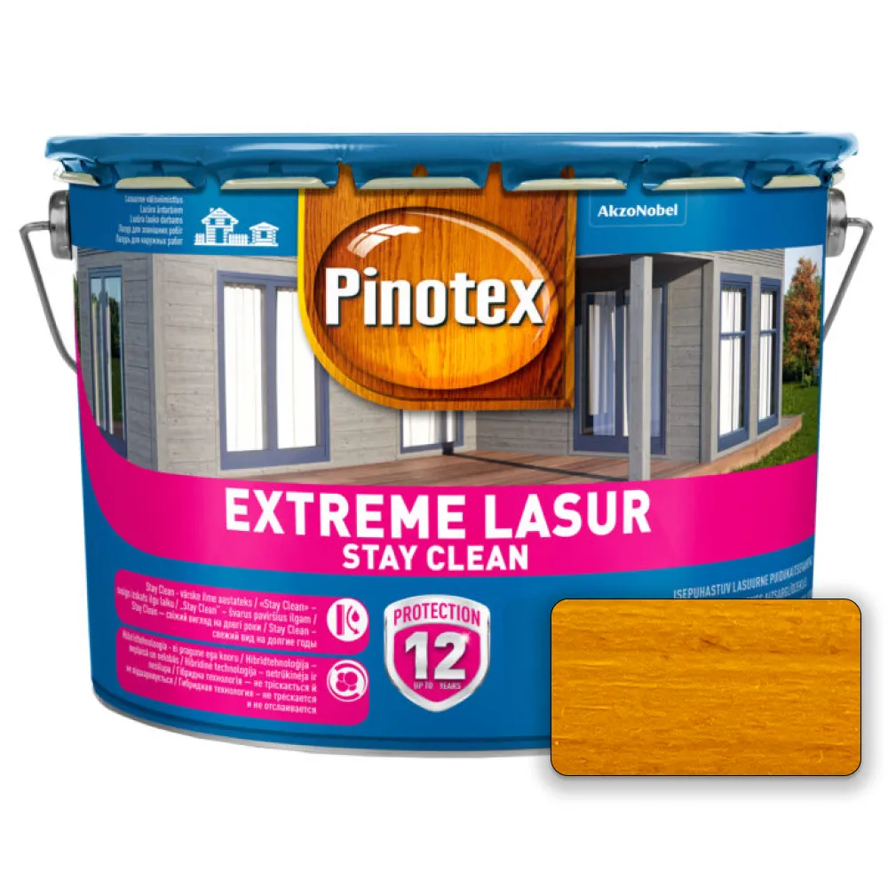 Лазурь для дерева PINOTEX Extreme Lasur атмосферостойкая с эффектом самоочищения калужница 10л 