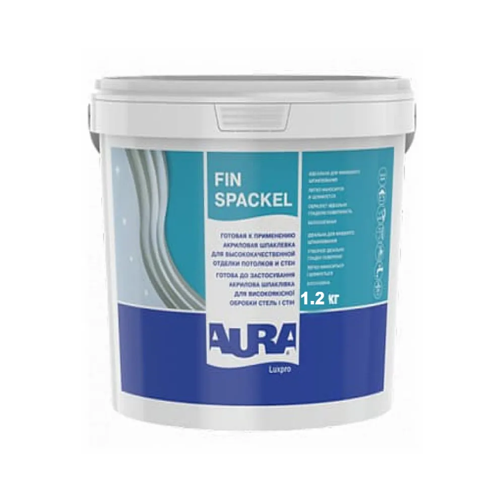 Финишная шпаклёвка AURA Luxpro Fin Spackel готовая к применению белоснежная 1,2кг 