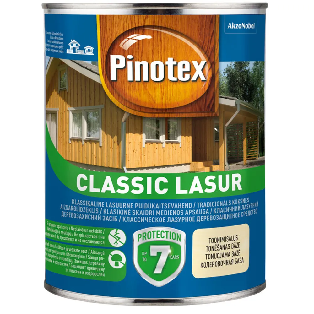 Лазурь для деревини тонкошарова PINOTEX Classic Lasur матова безколірна 1л 