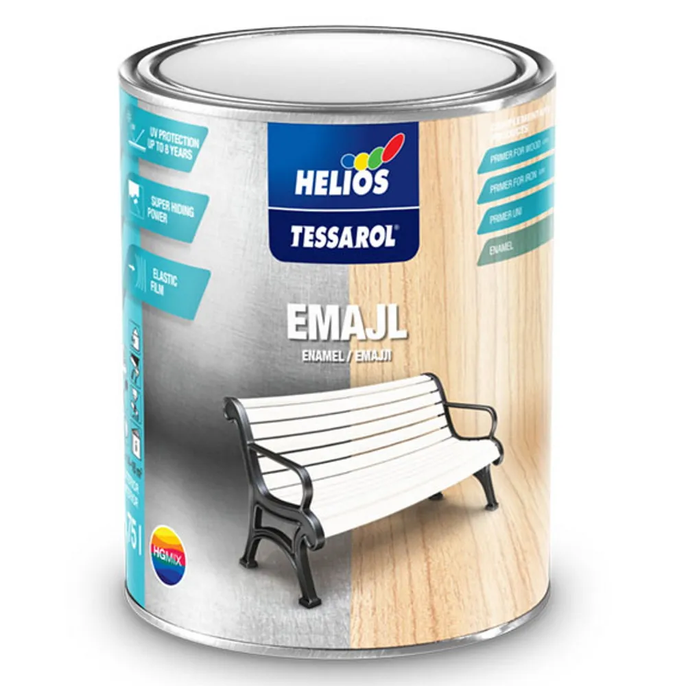 Емаль алкідна напівматова універсальна HELIOS TESSAROL Enamel Satin біла 0,75л  - фото 1