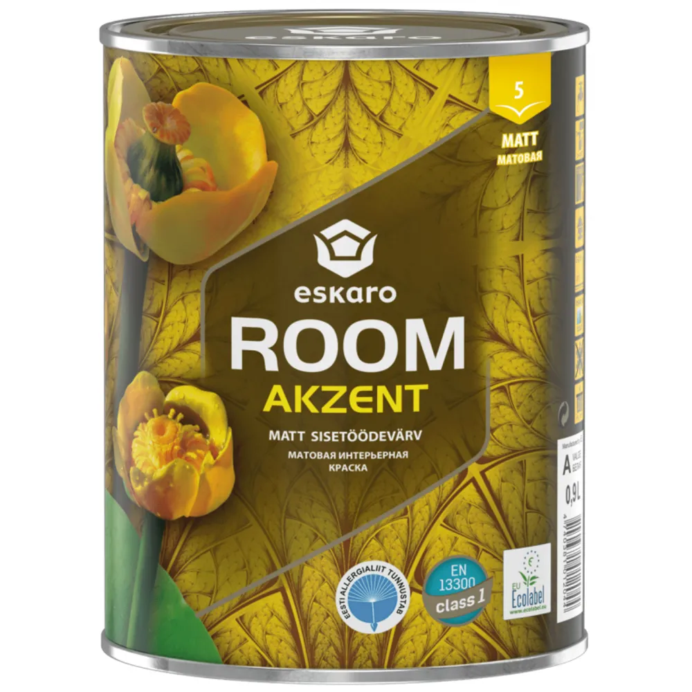 Фарба для стін ESKARO Akzent ROOM матова біла 0,9л 