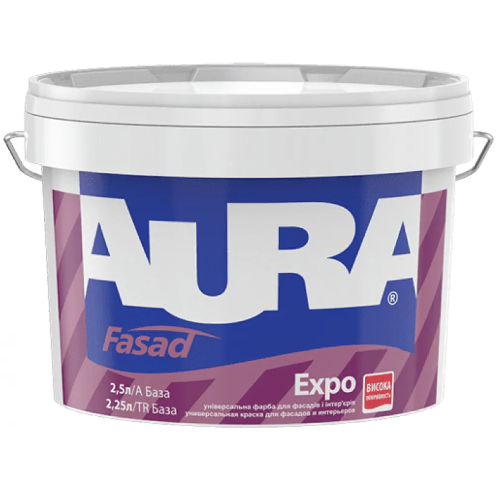 Акриловая краска для фасадов и интерьеров AURA Fasd Expo высокоукрывистая TR (прозрачная база) 2,25л 