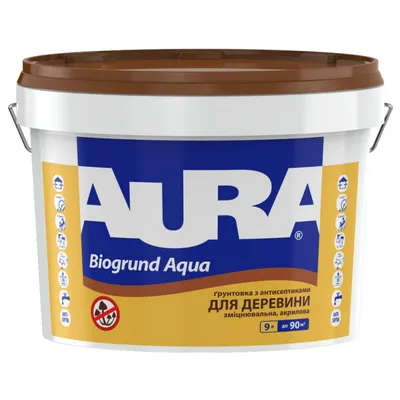 Грунтовка-антисептик для древесины AURA Biogrund Aqua на водной основе 9л