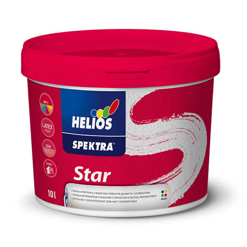 Краска для стен и потолков SPEKTRA Star стойкая к мытью полуматовая белая (В1) 10л 