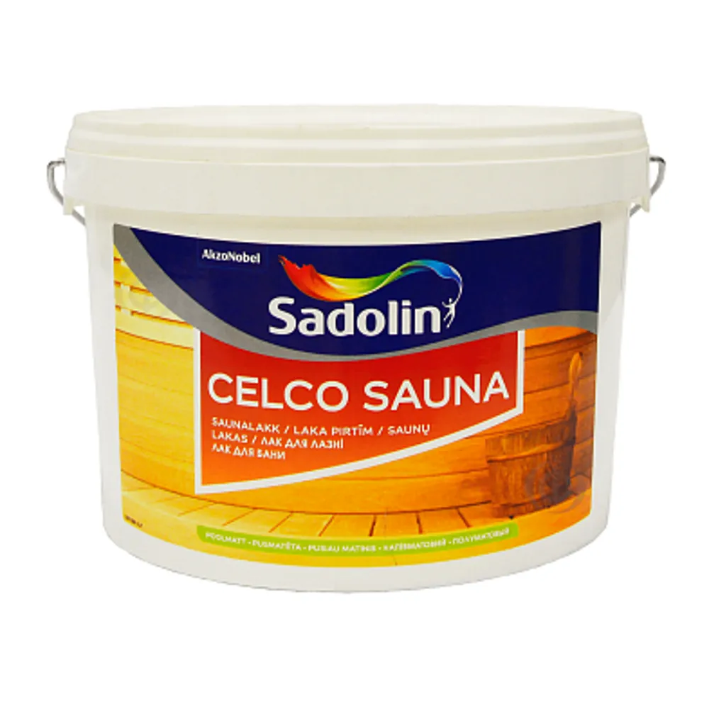 SADOLIN Celco Sauna, напівматовий акриловий безколірний лак для лазні 