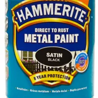 HAMMERITE антикоррозионная краска по металлу 3 в 1 гладкая полуматовая чёрная 0,25л  - фото 2