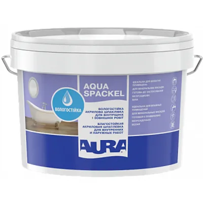 Вологостійка фінішна шпаклівка AURA Luxpro Aqua Spackel готова до застосування білосніжна 1,2кг