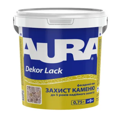 Лак для каменя на водній основі з ефектом мокрого каменю AURA Dekor Lack глянцевий 0,75л