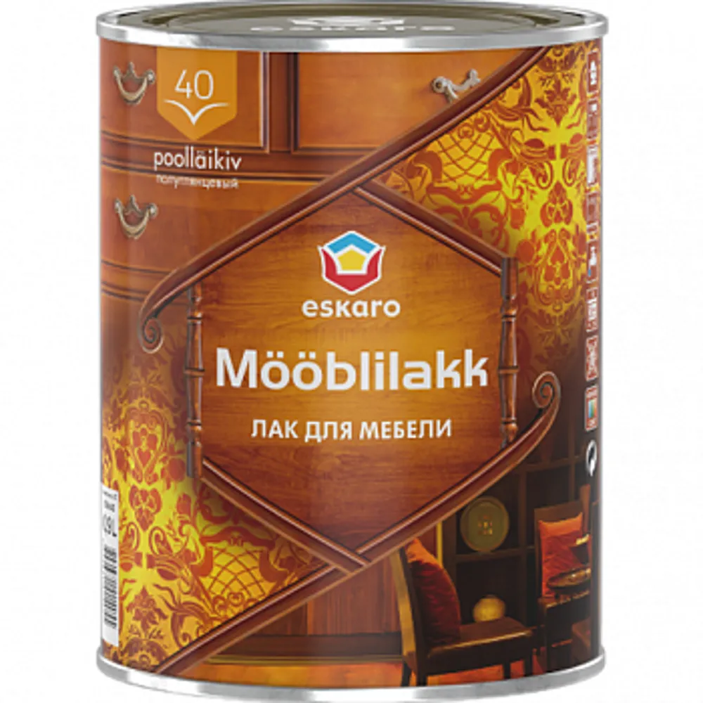 Mooblilakk 40, напівглянцевий акриловий лак для меблів 