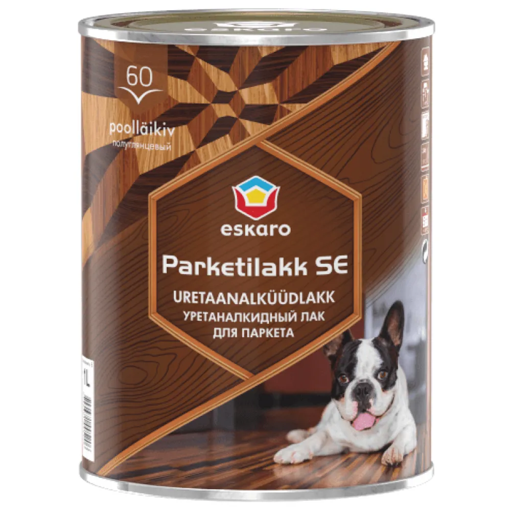 Паркетный лак ESKARO Parketilakk SE60, уретано-алкидный полуглянцевый 