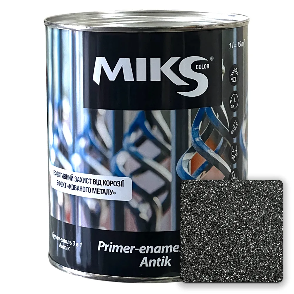 Грунт-эмаль антикоррозионная MIKS 3 в 1 антик антрацит, 0,75л 