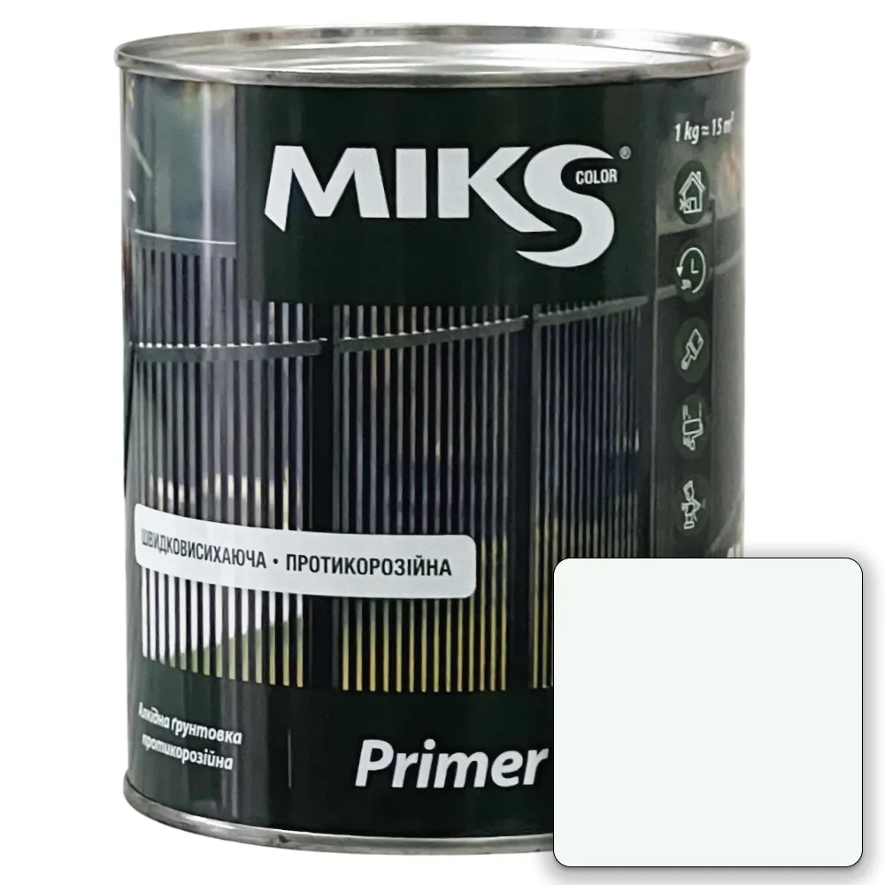 Грунт антикоррозионный по металлу MIKS Primer белый 0,9кг 