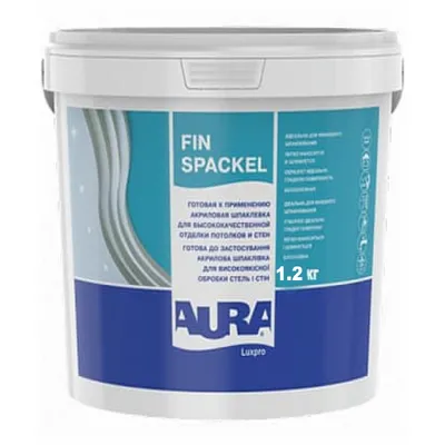Фінішна шпаклівка AURA Luxpro Fin Spackel готова до застосування білосніжна 1,2кг