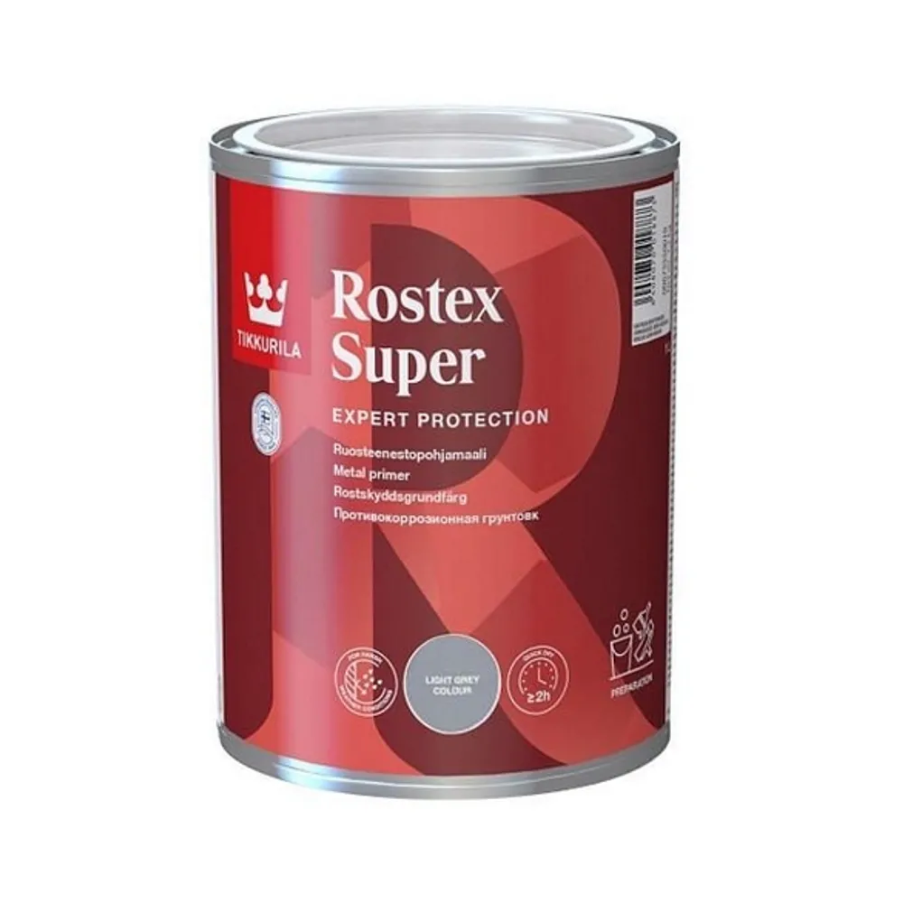 Грунтовка для оцинкованой стали TIKKURILA Rostex Super светло-серая 1л 