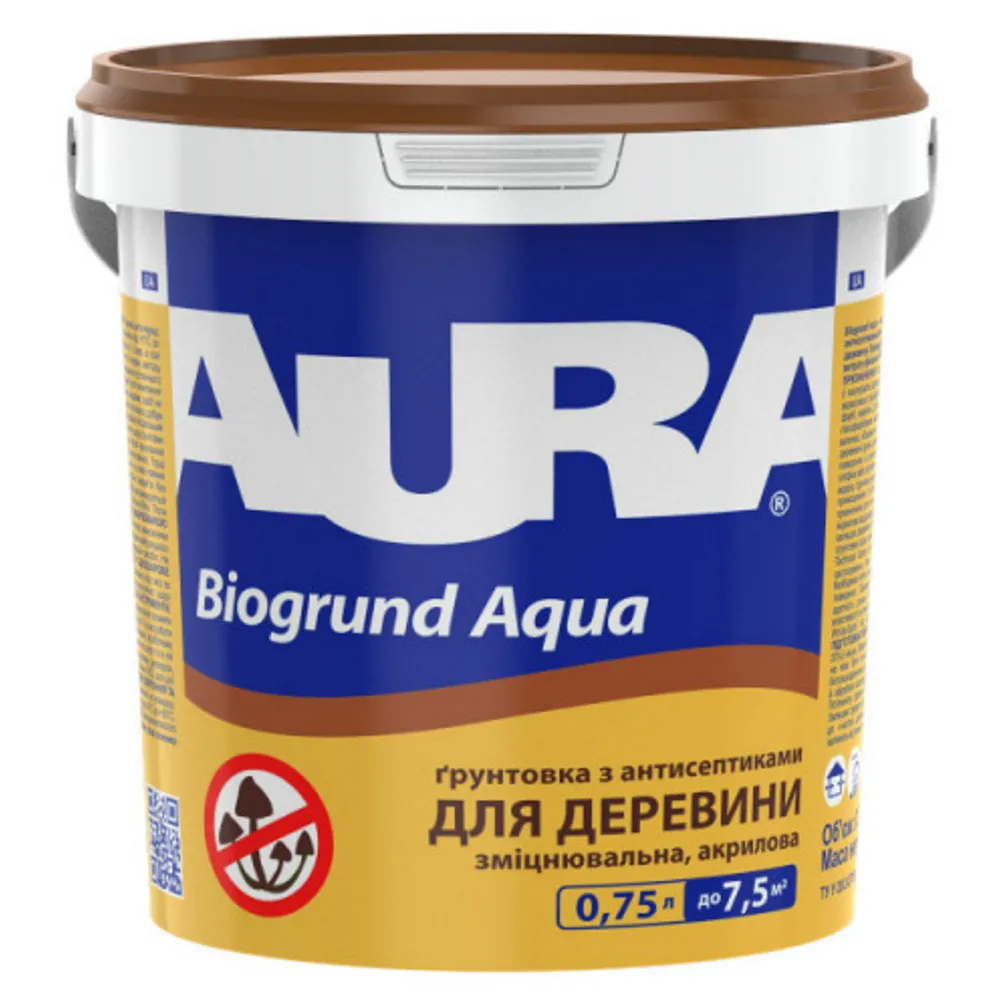 Грунтовка-антисептик для древесины AURA Biogrund Aqua на водной основе 0,75л 