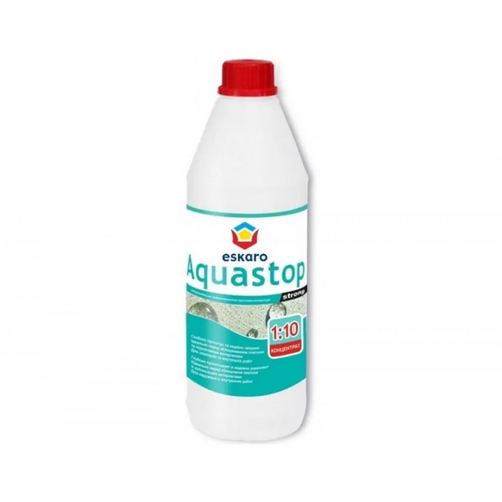 Грунтовка укрепляющая глубокопроникающая ESKARO AQUASTOP Strong концентрат (1:10) 1л 