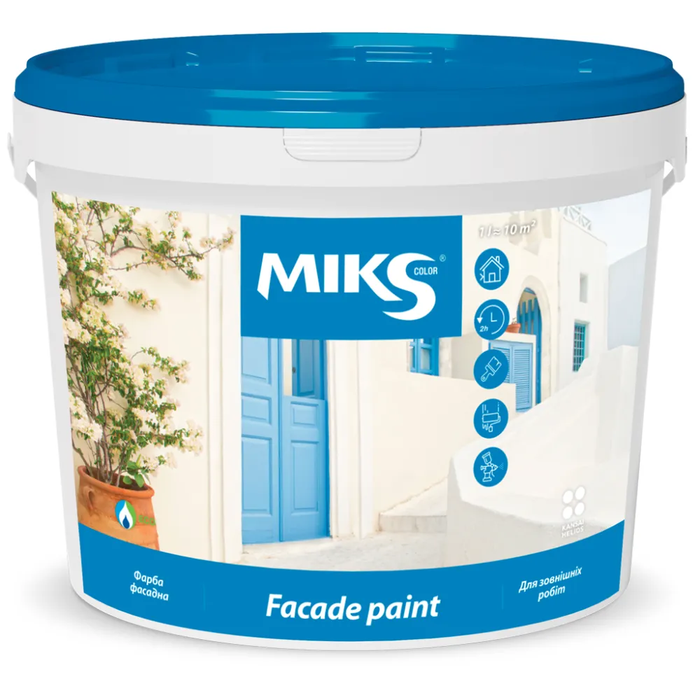 Краска фасадная акриловая MIKS Color матовая белая 1,4кг 