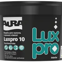 Влагостойкая краска для стен кухонь и ванных комнат AURA Luxpro 10 полуматовая белая 9,5л 