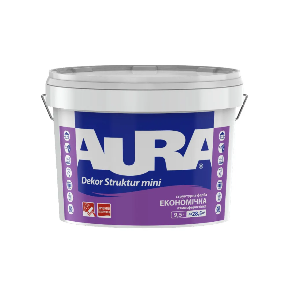 Мелкоструктурная краска AURA Dekor Struktur MINI акриловая белая 9,5л 