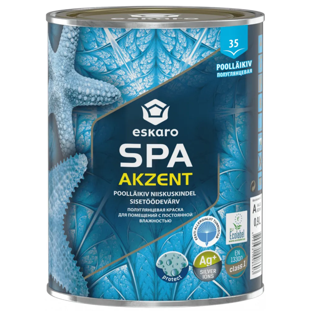 Полуглянцевая влагостойкая краска для стен ESKARO Akzent SPA, 