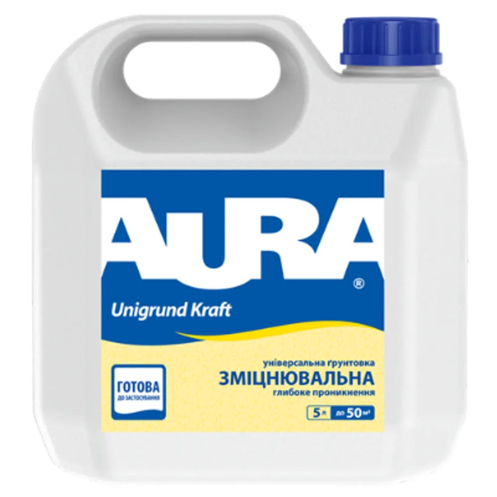 Грунтовка глубокопроникающая для свежих штукатурок AURA Unigrund Kraft 5л 
