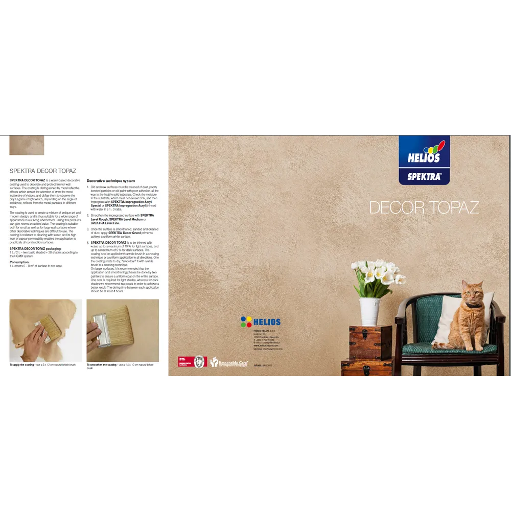 Декоративная краска для стен HELIOS SPEKTRA Decor Topaz металлизированная золотистая 2л  - фото 2