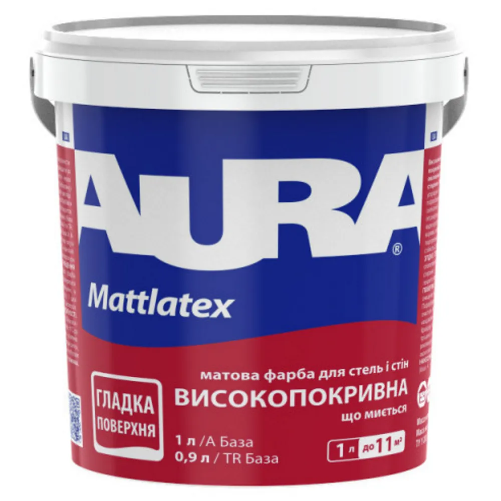 Краска для стен и потолков AURA Mattlatex матовая белая 1л 