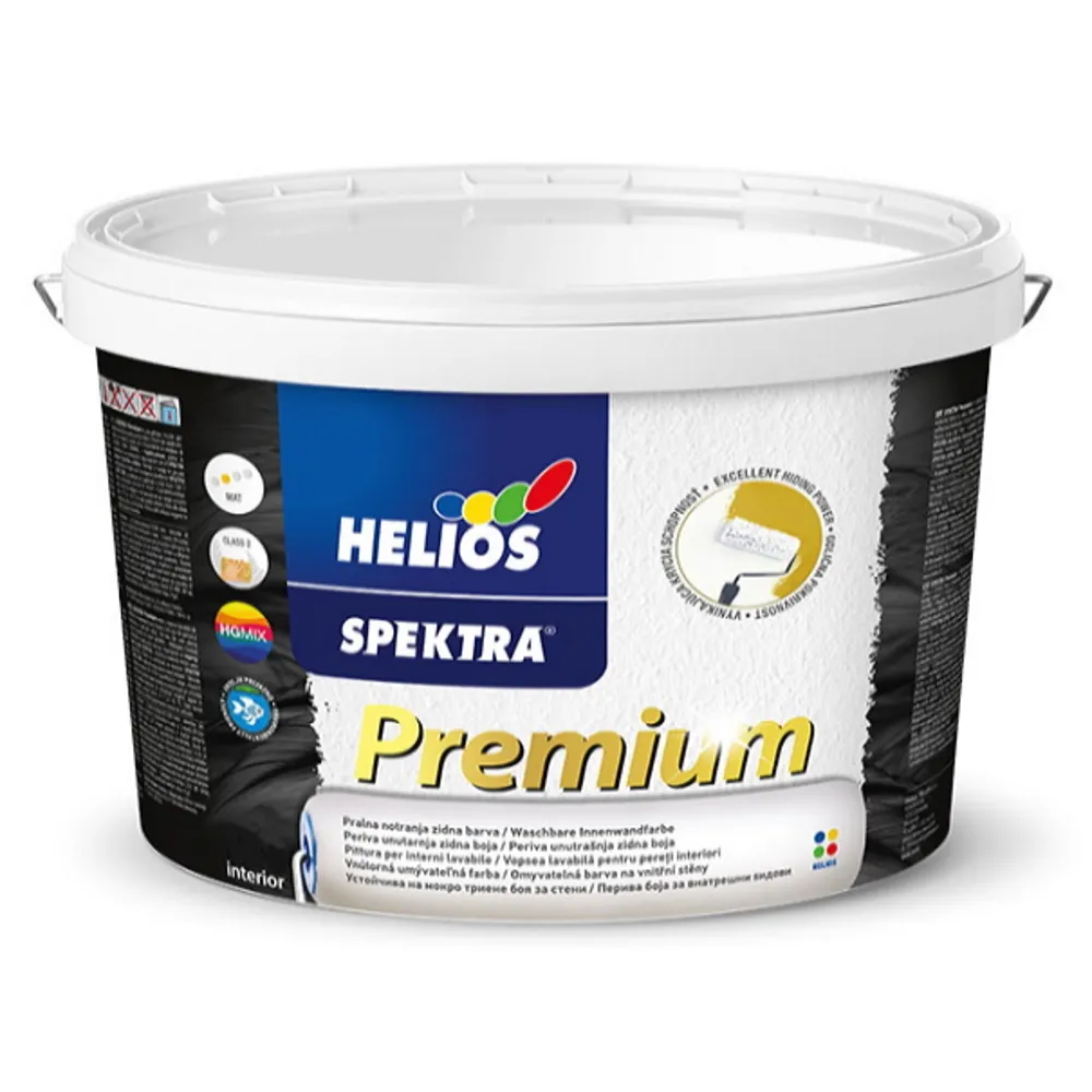 Фарба для стін та стель високопокривна HELIOS SPEKTRA Premium матова біла (B1) 2л 