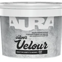 Декоративна перламутрова штукатурка AURA Velour Silver з оксамитовим ефектом 1л 