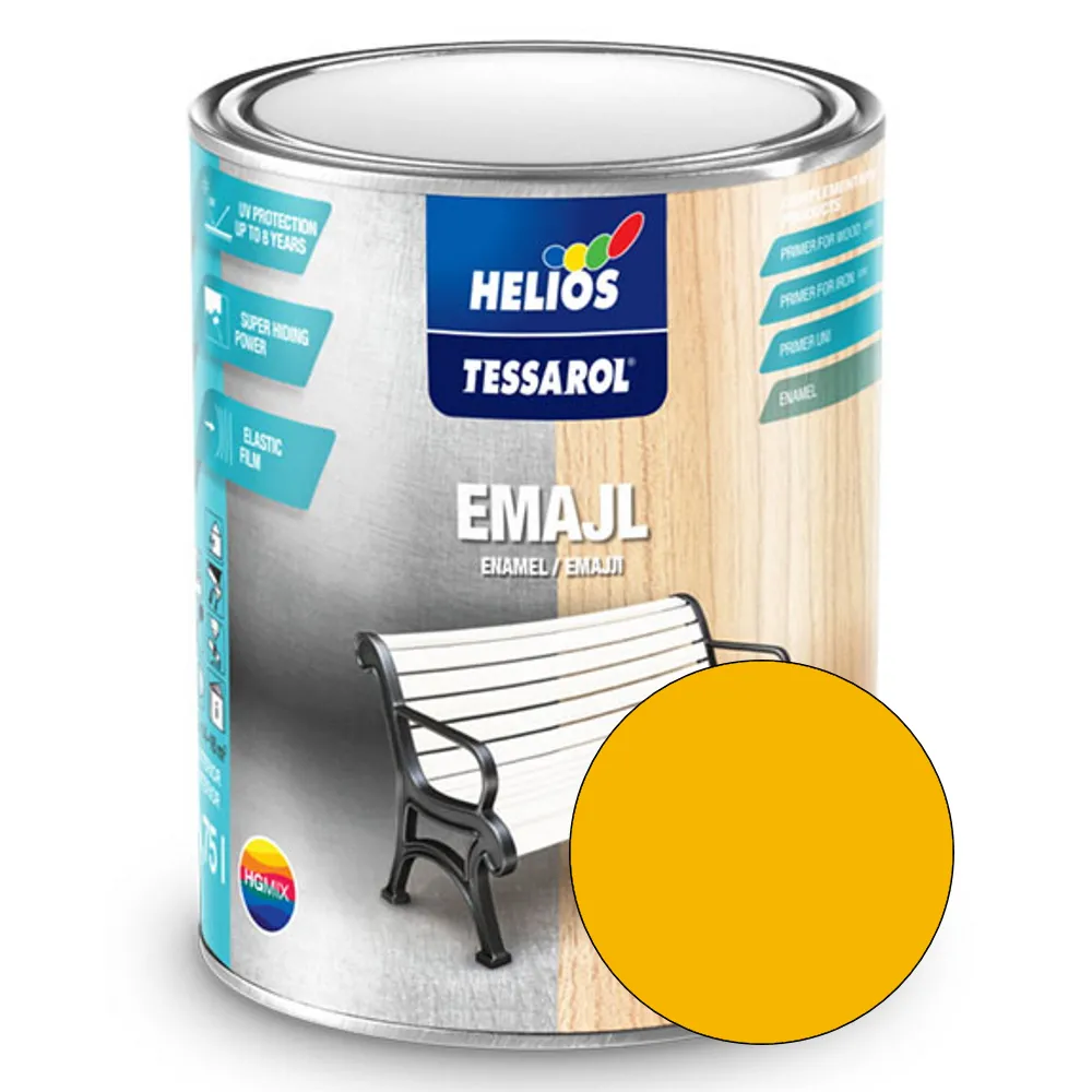 Эмаль алкидная универсальная HELIOS TESSAROL Enamel глянцевая RAL 1021 0,2л 