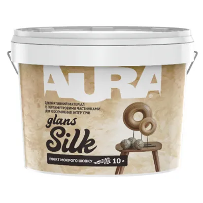 Декоративна перламутрова штукатурка AURA Silk Glans з ефектом мокрого шовку 10л