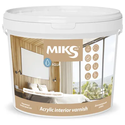 Акриловый панельный интерьерный лак MIKS Acrylic Interior Varnish глянцевый 0,8л