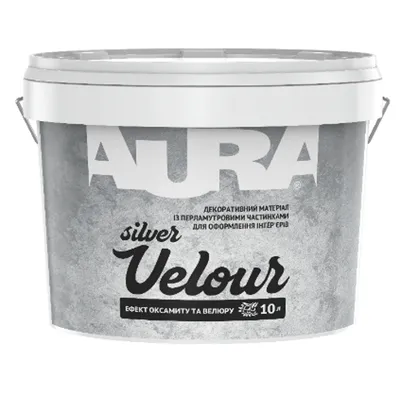 Декоративная перламутровая штукатурка AURA Velour Silver с бархатным эффектом 10л