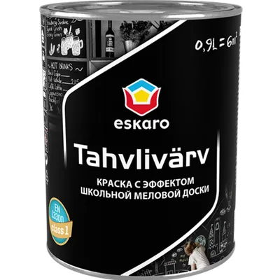 Фарба для стін з ефектом шкільної дошки ESKARO Tahlivarv для писання крейдою чорна 0,9л