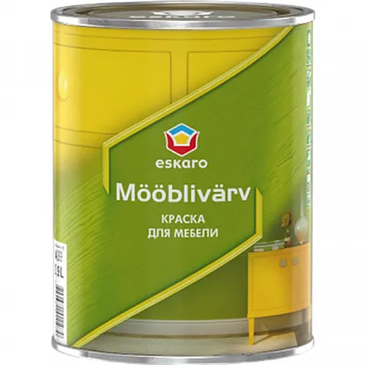 Краска для мебели ESKARO Mooblivarv акриловая полуглянцевая белая 0,9л