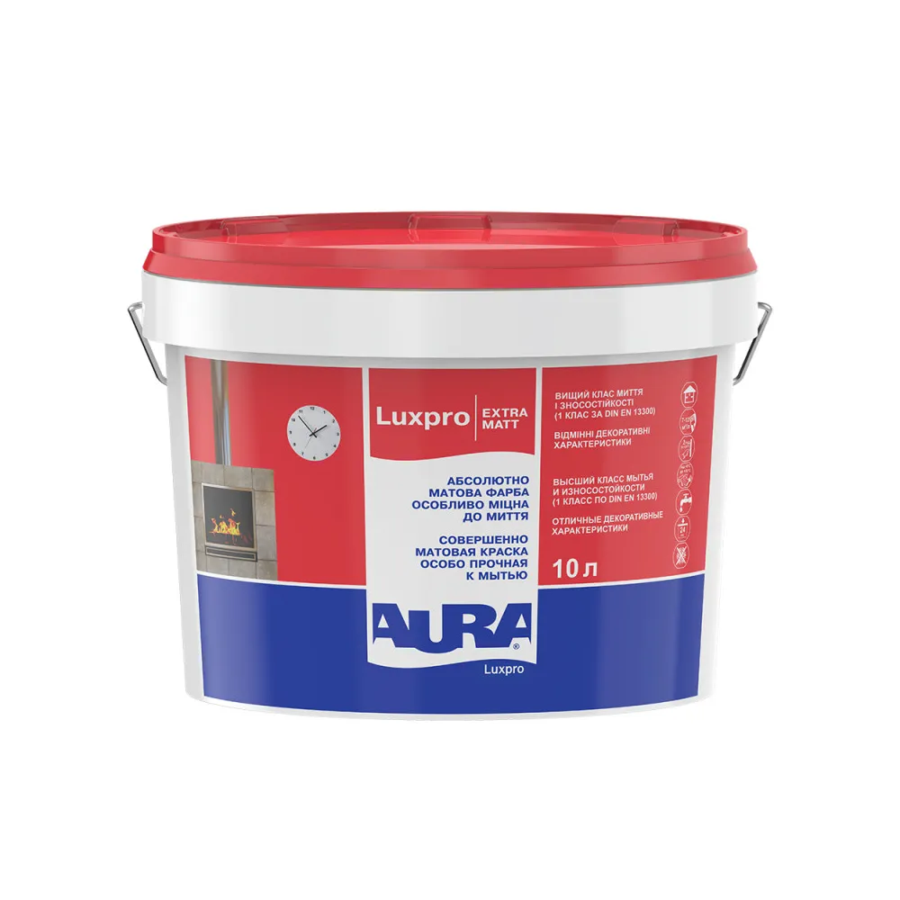 Фарба що миється для стін AURA Luxpro 1 глибокоматова TR (прозора база) 0,9л  - фото 1