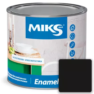 Эмаль алкидная универсальная MIKS Color матовая чёрная 0,8кг