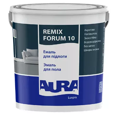Эмаль акриловая для пола AURA Luxpro Remix Forum 10 полуматовая белая 0,75л