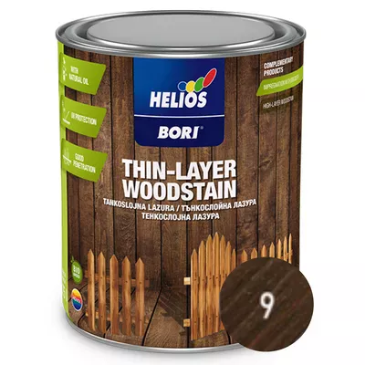 Лазурь для древесины тонкослойная с содержанием масла HELIOS BORI Thin-Layer Wood Stain палисандр (9) 0,75л