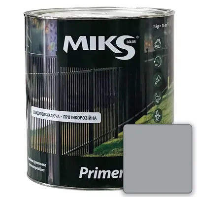 Грунт антикоррозионный по металлу MIKS Primer серый 0,9кг