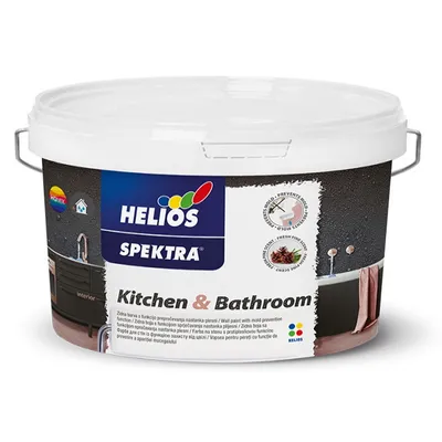 Фарба для стін вологостійка HELIOS SPEKTRA Kitchen and Bathroom інтер’єрна матова біла 2л