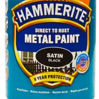 HAMMERITE антикорозійна фарба по металу 3 в 1 гладка напівматова чорна 0,25л  - фото 2