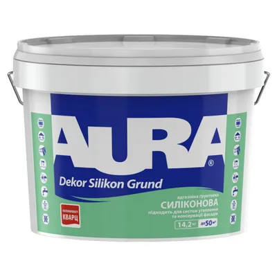 Кварцевая грунтовка силиконовая AURA Dekor Silikon Grund адгезионная белая 10л