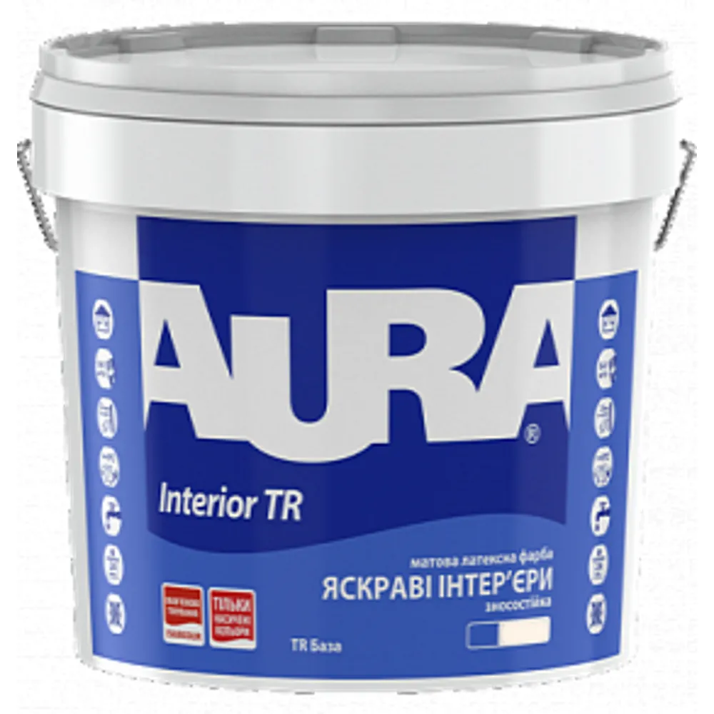 Фарба для стін та стель AURA Interior матова TR (прозора база) 0,9л 