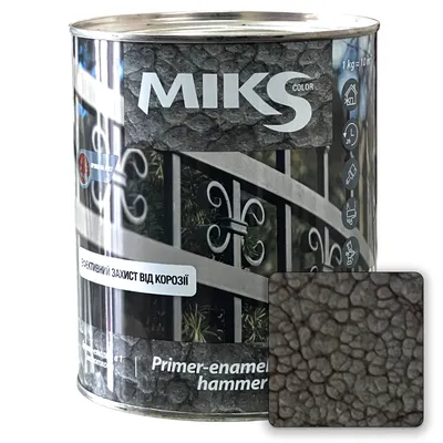 Грунт-эмаль по металлу молоткова антикоррозионная Miks Color 3 в 1 серая 0,65кг