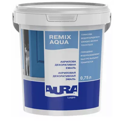Эмаль акриловая AURA Luxpro Remix Aqua 70 глянцевая белая 0,75л