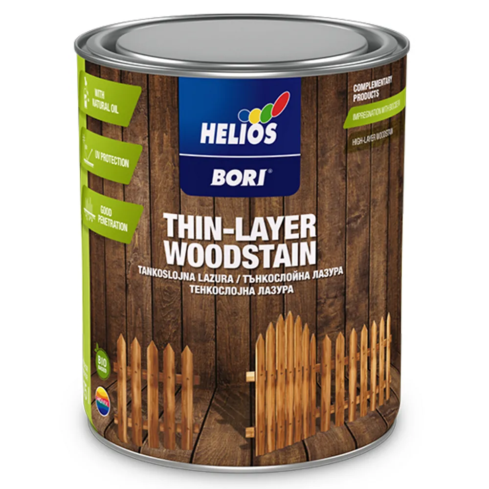 Лазурь для древесины тонкослойная с содержанием масла HELIOS BORI Thin-Layer Wood Stain бесцветная (1) 0,75л  - фото 2