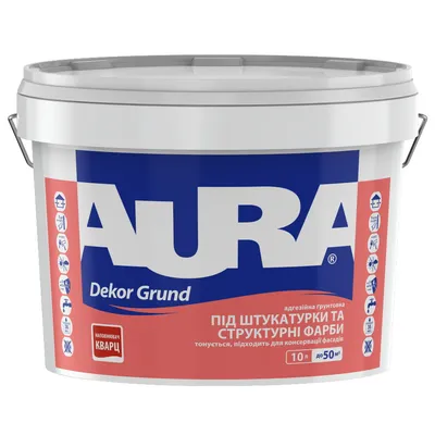 Кварцевая грунтовка AURA Dekor Grund адгезионная белая 10л