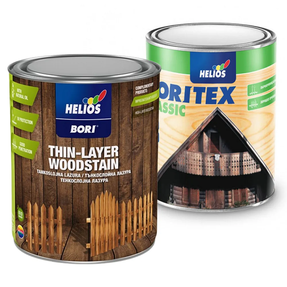 Лазурь для древесины тонкослойная с содержанием масла HELIOS BORI Thin-Layer Wood Stain бесцветная (1) 0,75л  - фото 1